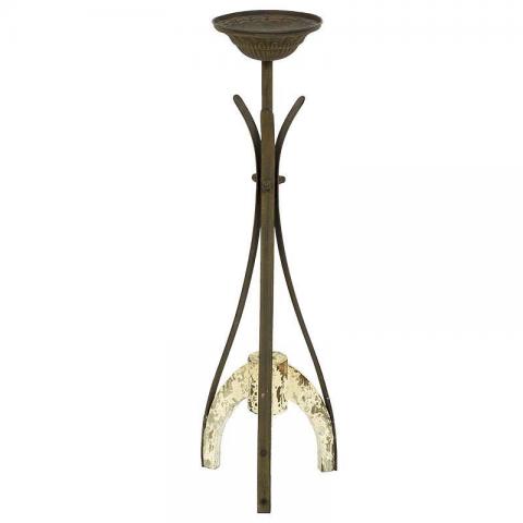 Κηροπήγιο ξύλινο/μεταλλικό καφέ 16x16x58 cm