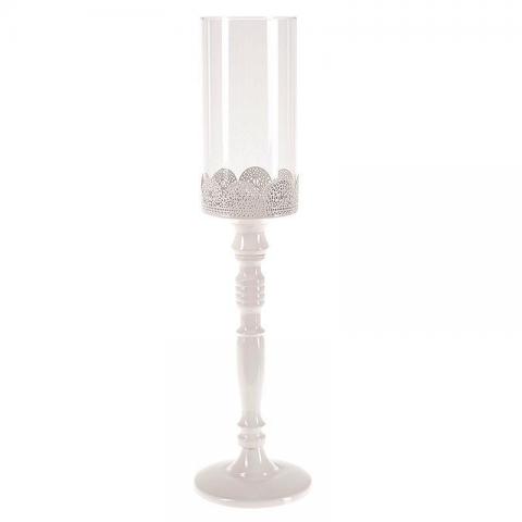 Κηροπήγιο μεταλλικό λευκό 13x50 cm