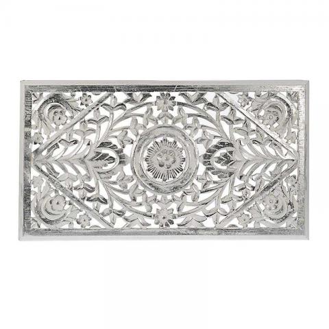 Διακοσμητικό τοίχου ξύλινο λευκό-ασημί 85x3x30 cm