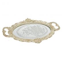 Δίσκος καθρέφτης polyresin αντικέ εκρού 43x30x3 cm